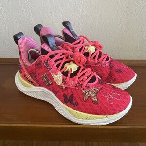 UNDER ARMOUR Curry Flow 10 Unicorn & Butterfly Girl Dad Basketball Shoes 7Y RARE